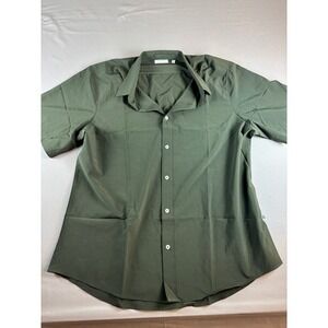 7 Diamonds Mens XXL Olive Green 4 Way Stretch Short Sleeve Button Down Shirt